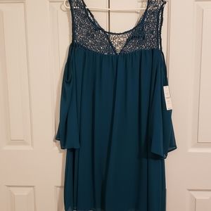 Teal Cold Shoulder Dress